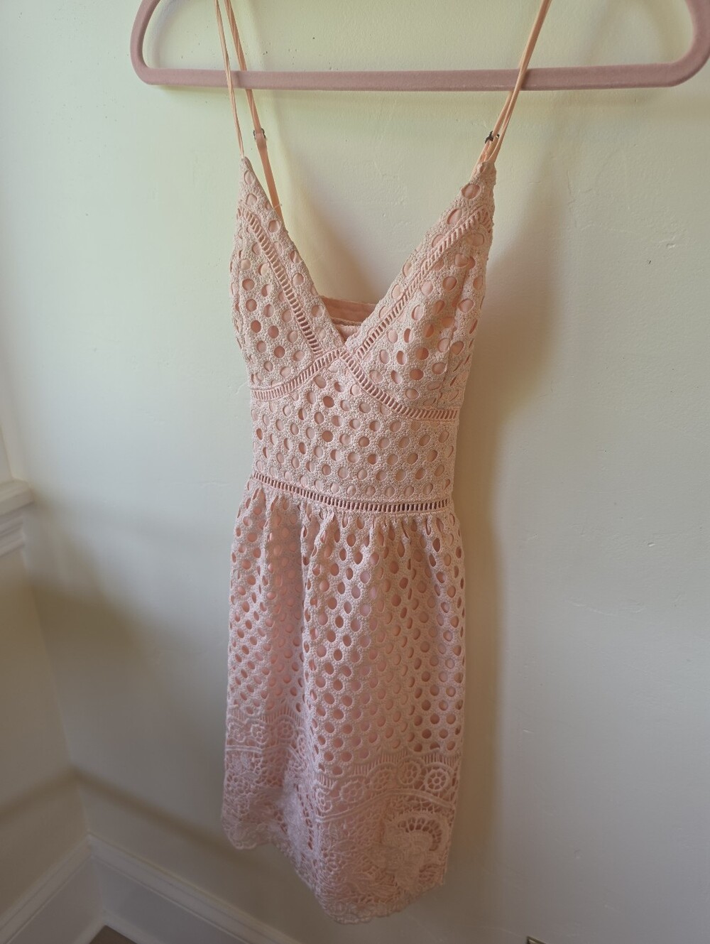 Abercrombie & Fitch Blush Pink Lace Midi Dress